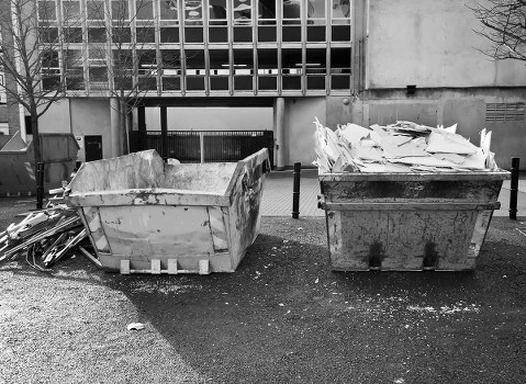 Commercial waste removal trucks in Covent Garden